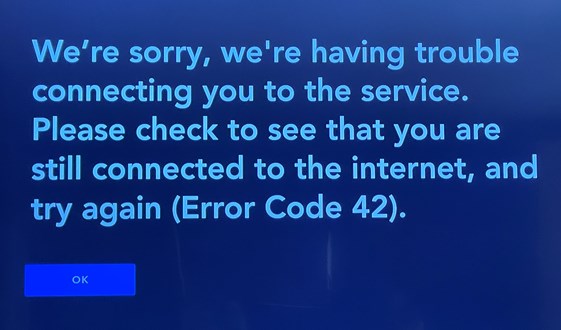 Disney Plus Error Code 42
